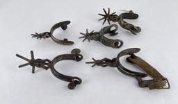 Group of 5 Antique Single Charro Spurs