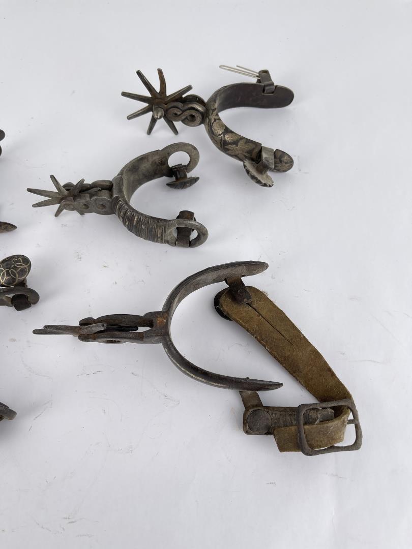 Group of 5 Antique Single Charro Spurs