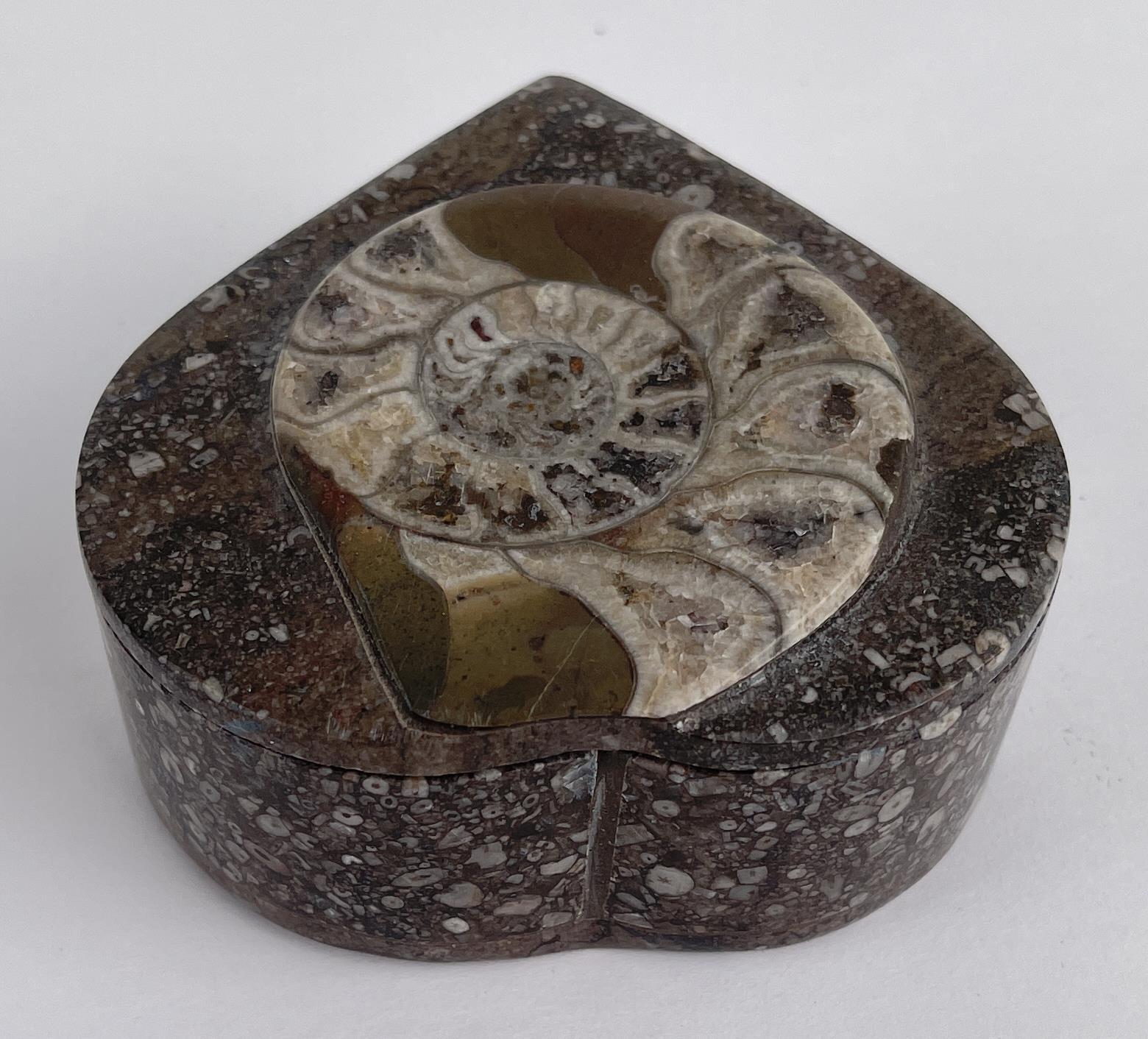 Moroccan Ammonite Fossil Stone Heart Shaped Box