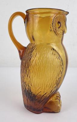 Mid Century Kanawah Glass Owl Pitcher