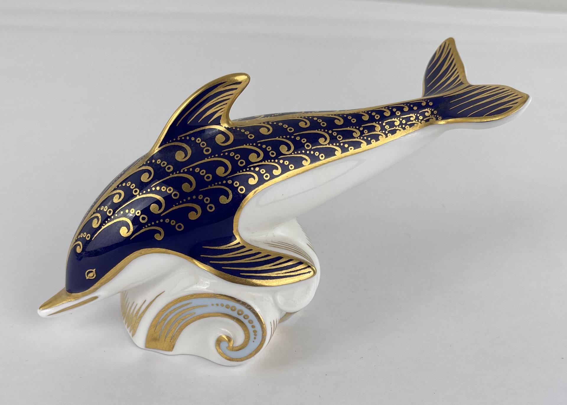 Royal Crown Derby Porcelain Dolphin Paperweight