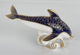 Royal Crown Derby Porcelain Dolphin Paperweight