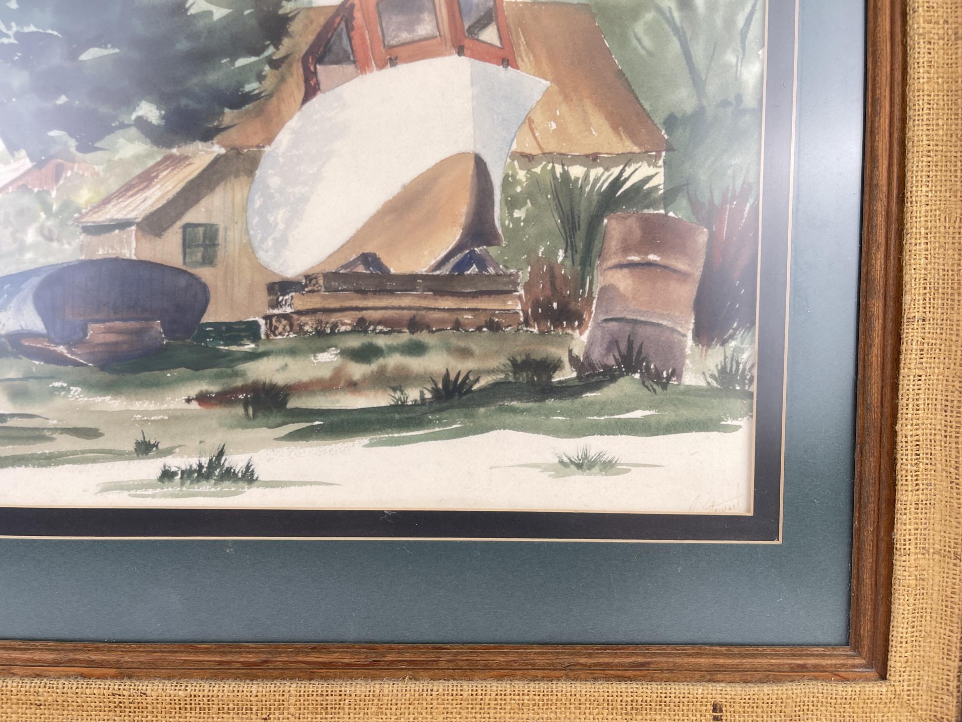 Mid Century Boat Watercolor Painting