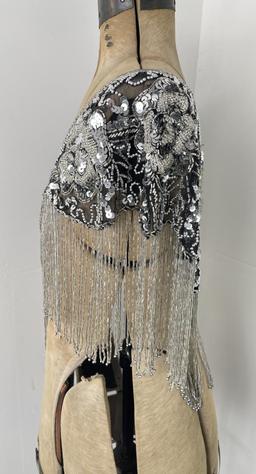 Antique Art Deco Flapper Girl Beaded Shawl