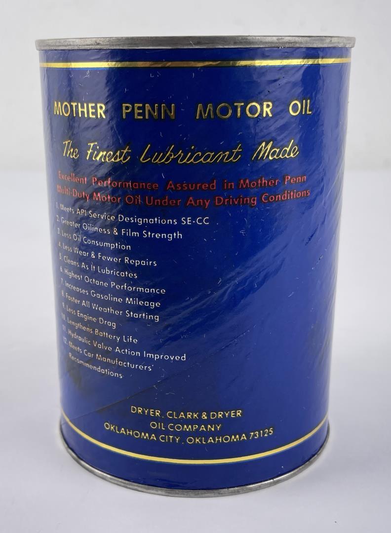 Mother Penn Motor Oil Quart Can