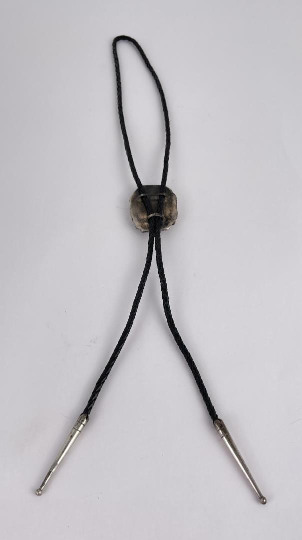 Navajo Sterling Silver Moss Agate Bolo Tie