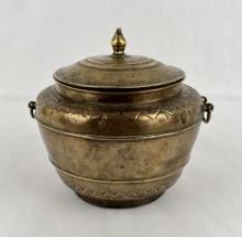 Antique Islamic Bronze Lidded Jar
