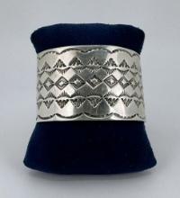 Large Navajo Sterling Silver Stamped Cuff Bracelet