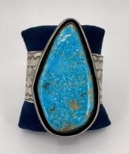 Massive Navajo Sterling Turquoise Cuff Bracelet