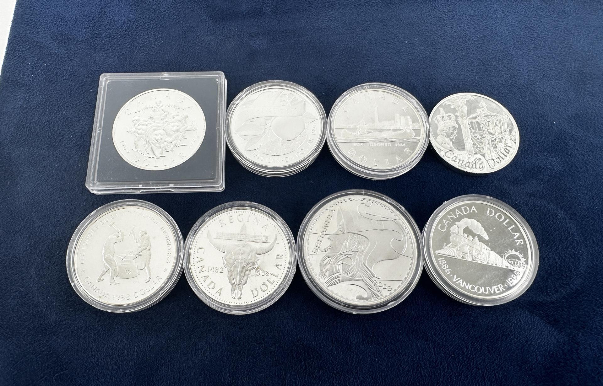 Collection Of Canada Silver Dollar Coins