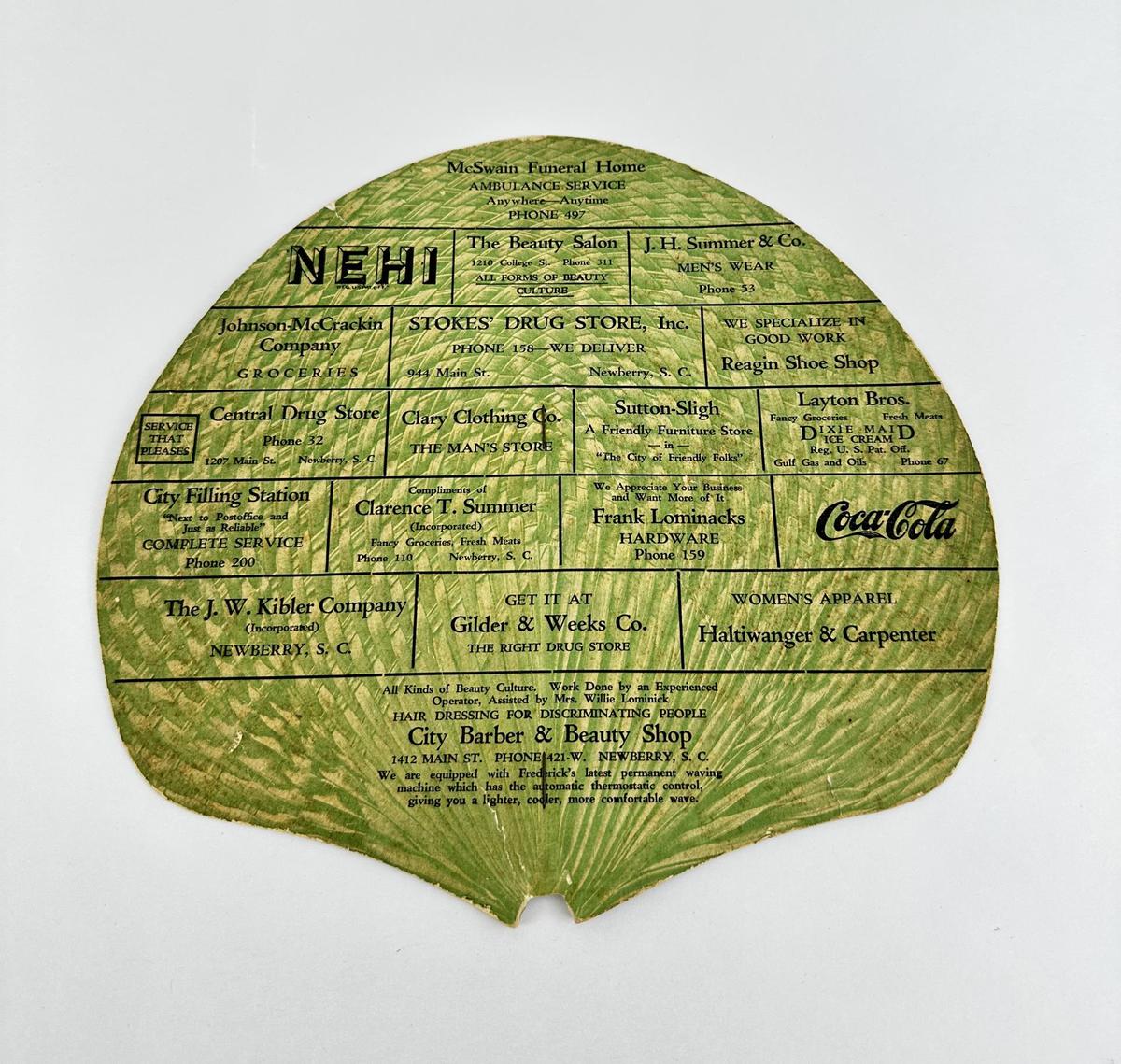 Early South Carolina Church Fan Coca Cola Nehi Ads