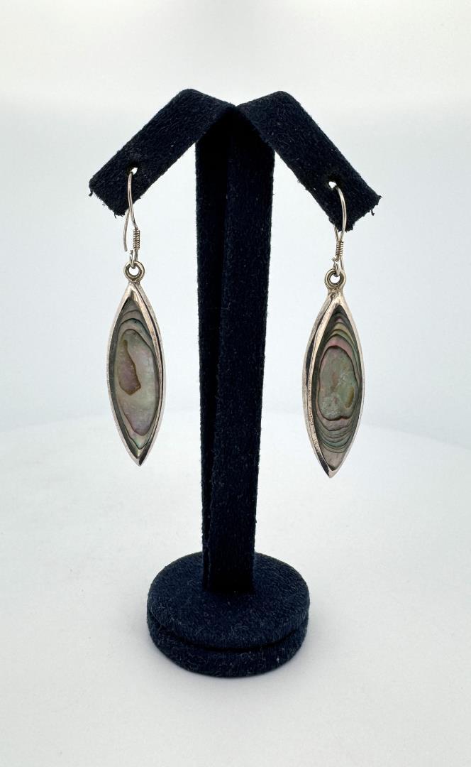 Taxco Mexico Sterling Silver Abalone Earrings