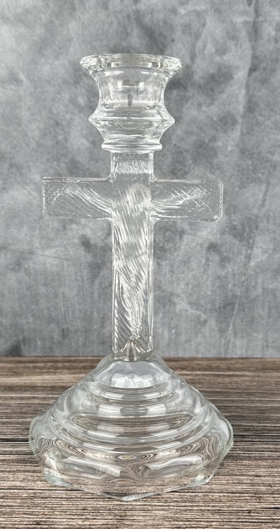 Frosted Glass Crucifix Candleholder