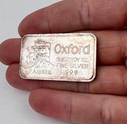 Oxford Alaska One Troy Ounce Silver Bar