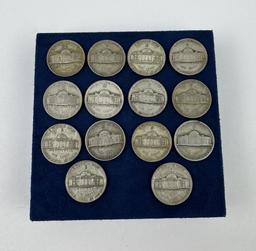 14 WW2 Silver War Time Nickels