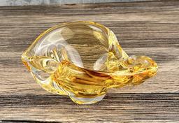 Chalet Free Form Amber Glass Ashtray