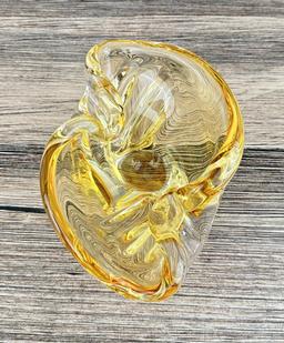 Chalet Free Form Amber Glass Ashtray