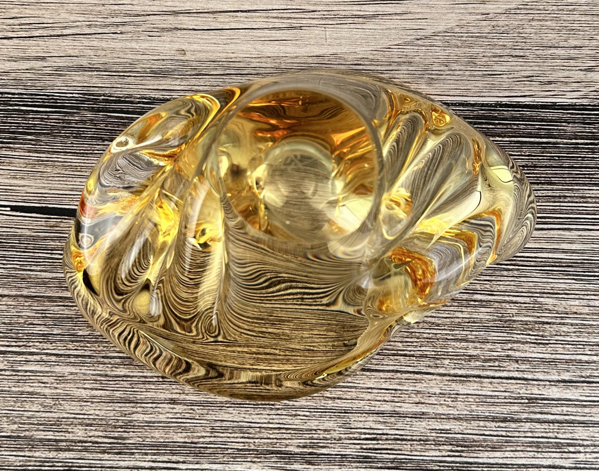 Chalet Free Form Amber Glass Ashtray