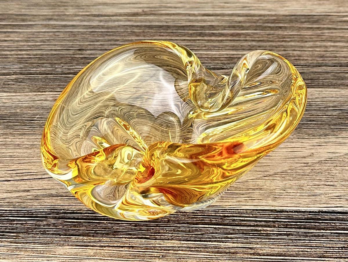 Chalet Free Form Amber Glass Ashtray