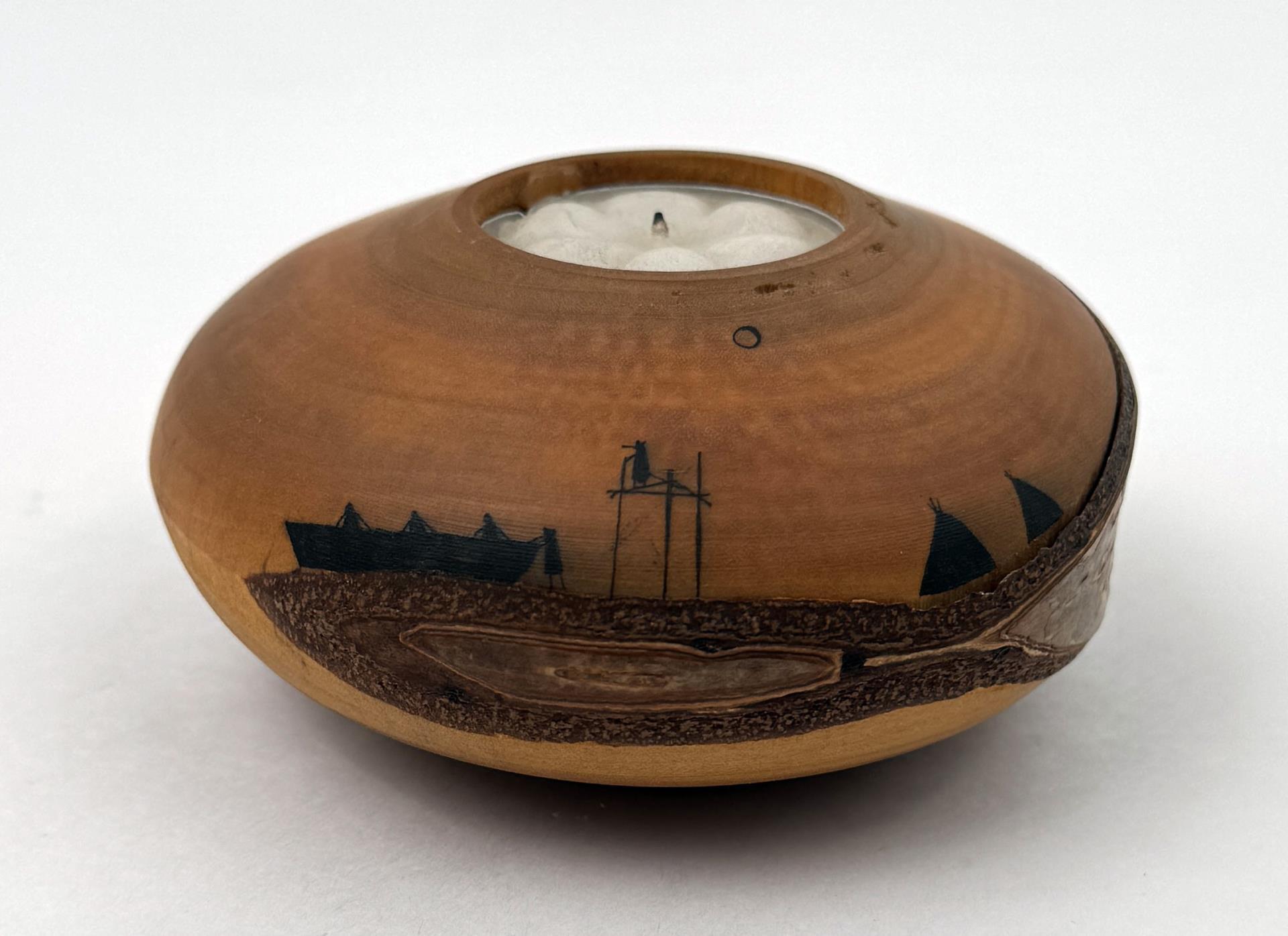 Alaskan Native Birch Wood Candle Holder