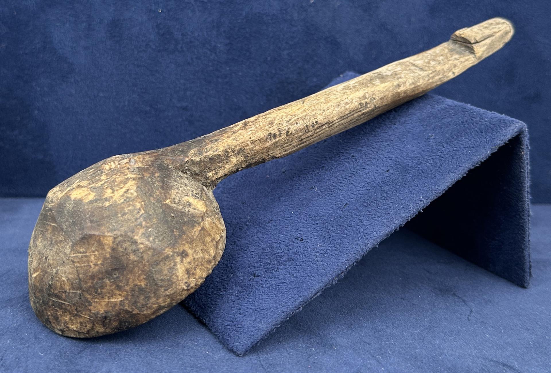 Antique Primitive Carved Wooden Ladle Spoon