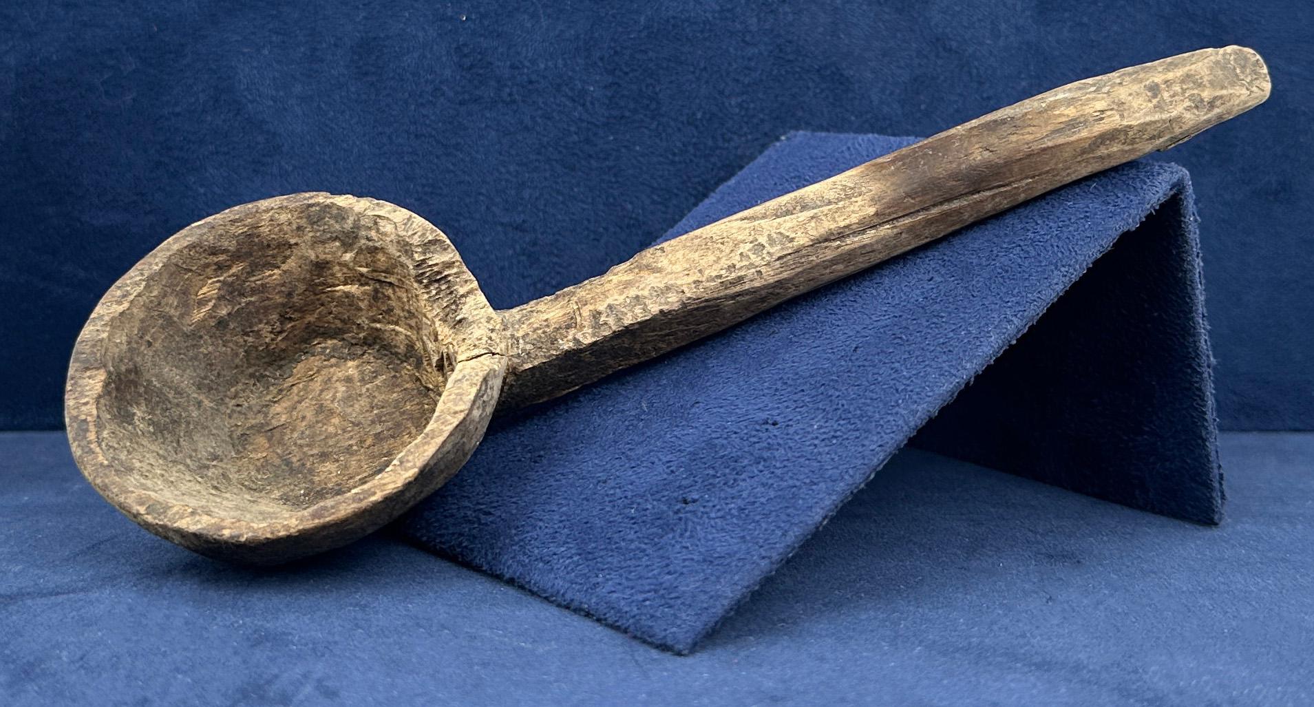 Antique Primitive Carved Wooden Ladle Spoon