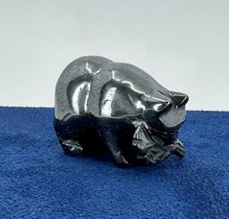 Carved Hematite Bear and Fish Fetish