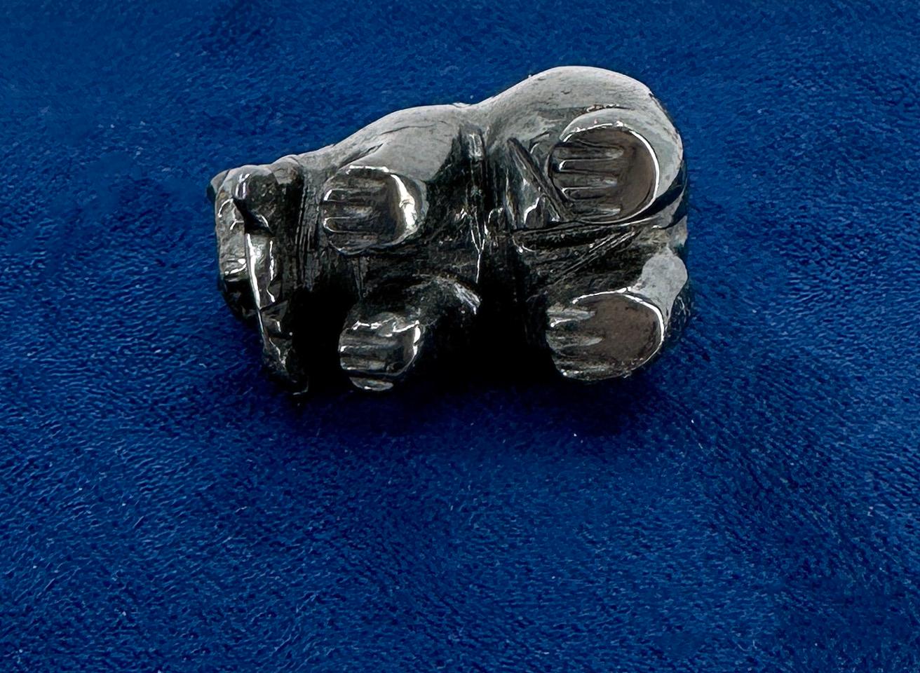 Carved Hematite Bear and Fish Fetish