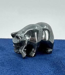 Carved Hematite Bear and Fish Fetish