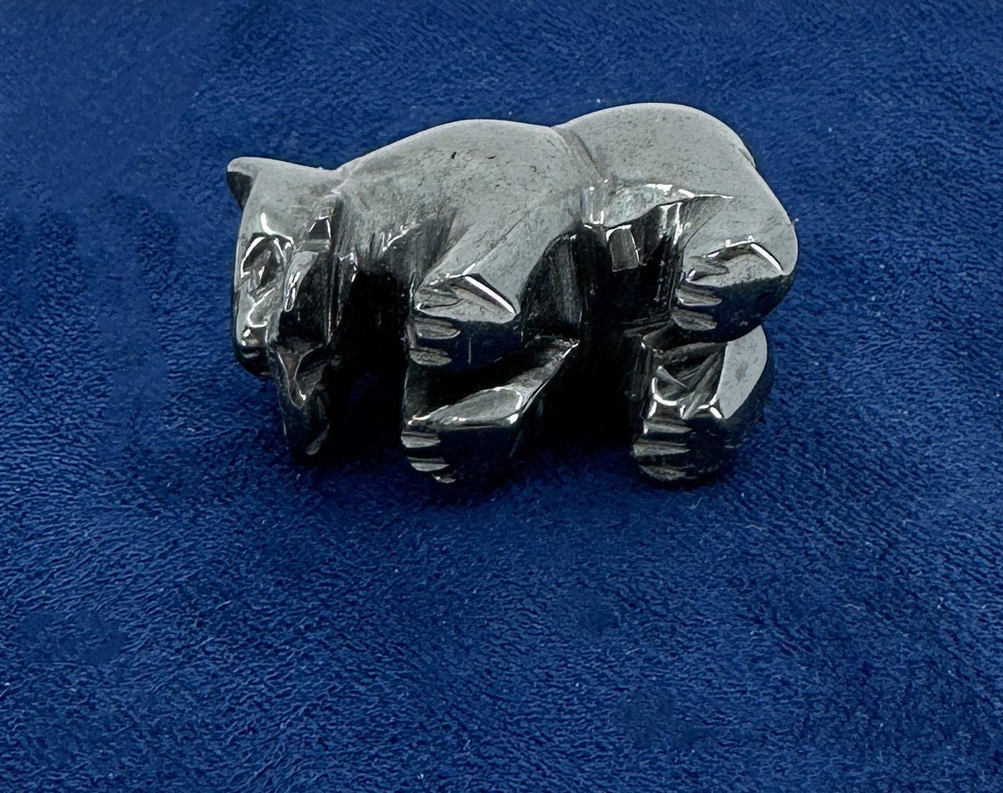 Carved Hematite Bear and Fish Fetish