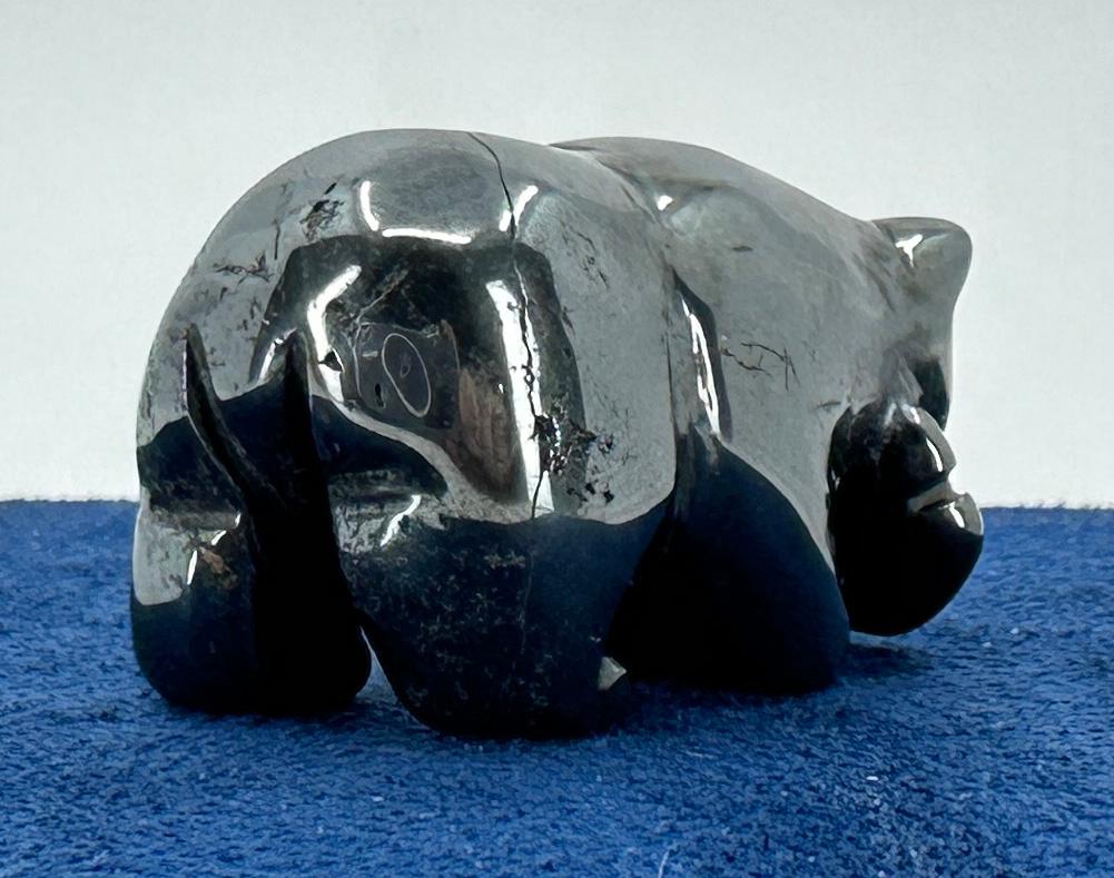 Carved Hematite Bear and Fish Fetish