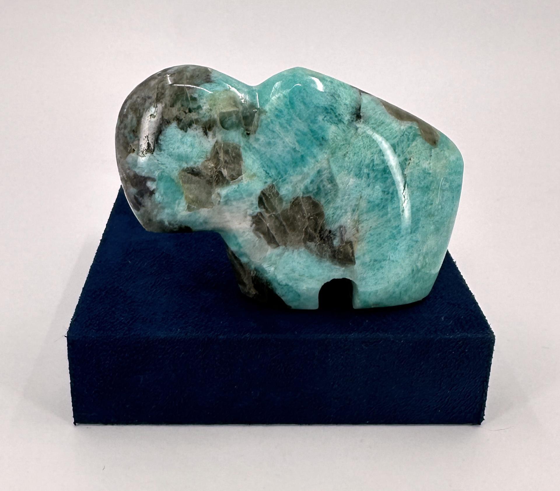 Carved Amazonite Buffalo Fetish