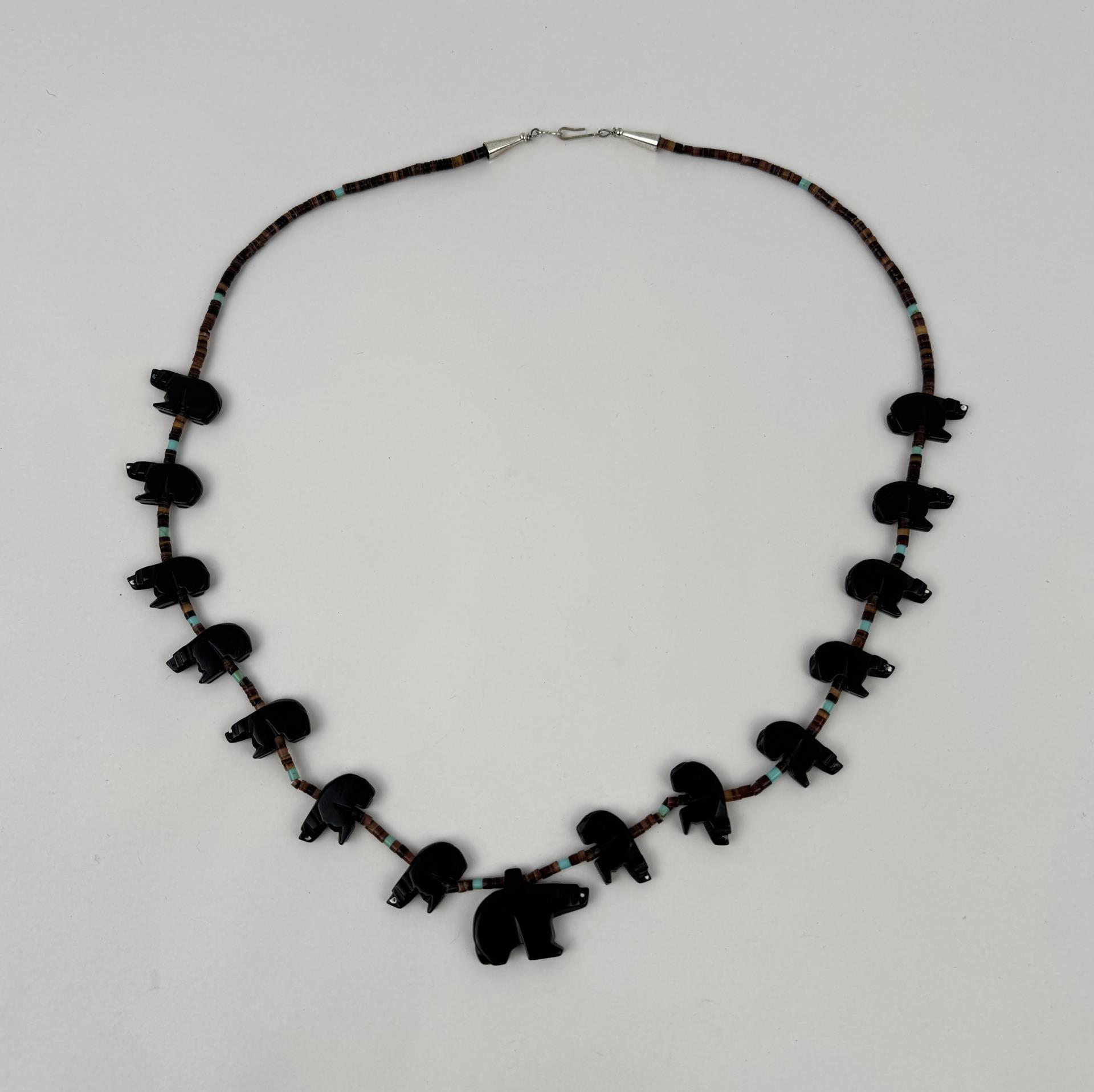 Zuni Indian Heishi Bear Fetish Necklace