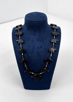 Zuni Indian Heishi Bear Fetish Necklace