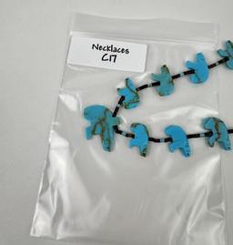 Zuni Indian Turquoise Bear Fetish Necklace