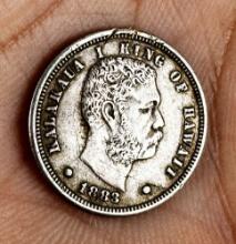 1883 Kingdom Of Hawaii Silver One Dime Coin