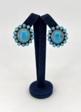 Lester Jackson Navajo Sterling Turquoise Earrings