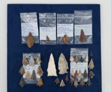 Collection of Ancient Stone Arrowheads Points