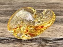 Chalet Free Form Amber Glass Ashtray