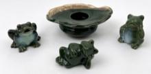 Ceramic Frogs & Candleholder Set
