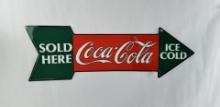 1990 Coca Cola Tin Arrow Sign