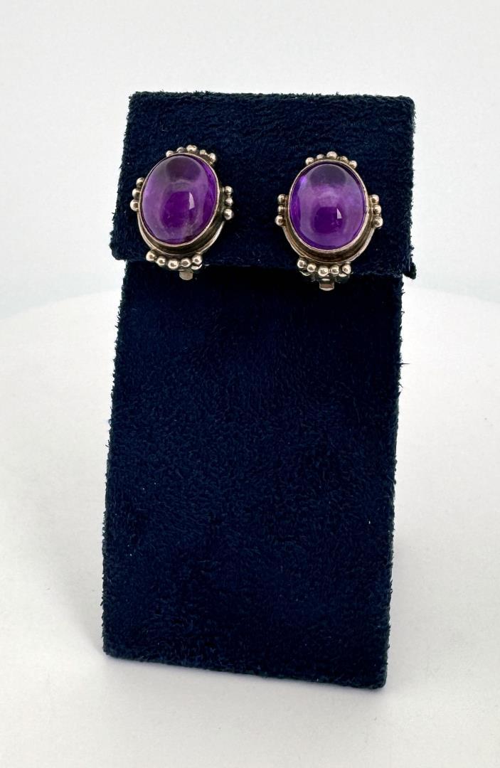 Nathan Fred Hopi Sterling Silver Amethyst Earrings