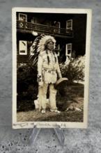 Glacier Park Chief Bull Child Postcard Signed RPPC