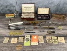 Collection Of Antique Watch Parts And Tools