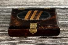Inlaid Wood Box with Brass Fittings