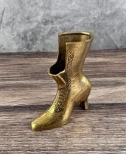 Vintage Brass Victorian Boot Vase