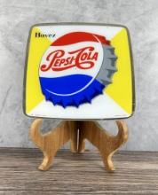 1950s French Canadian Pepsi Cola Soda Glass Sign