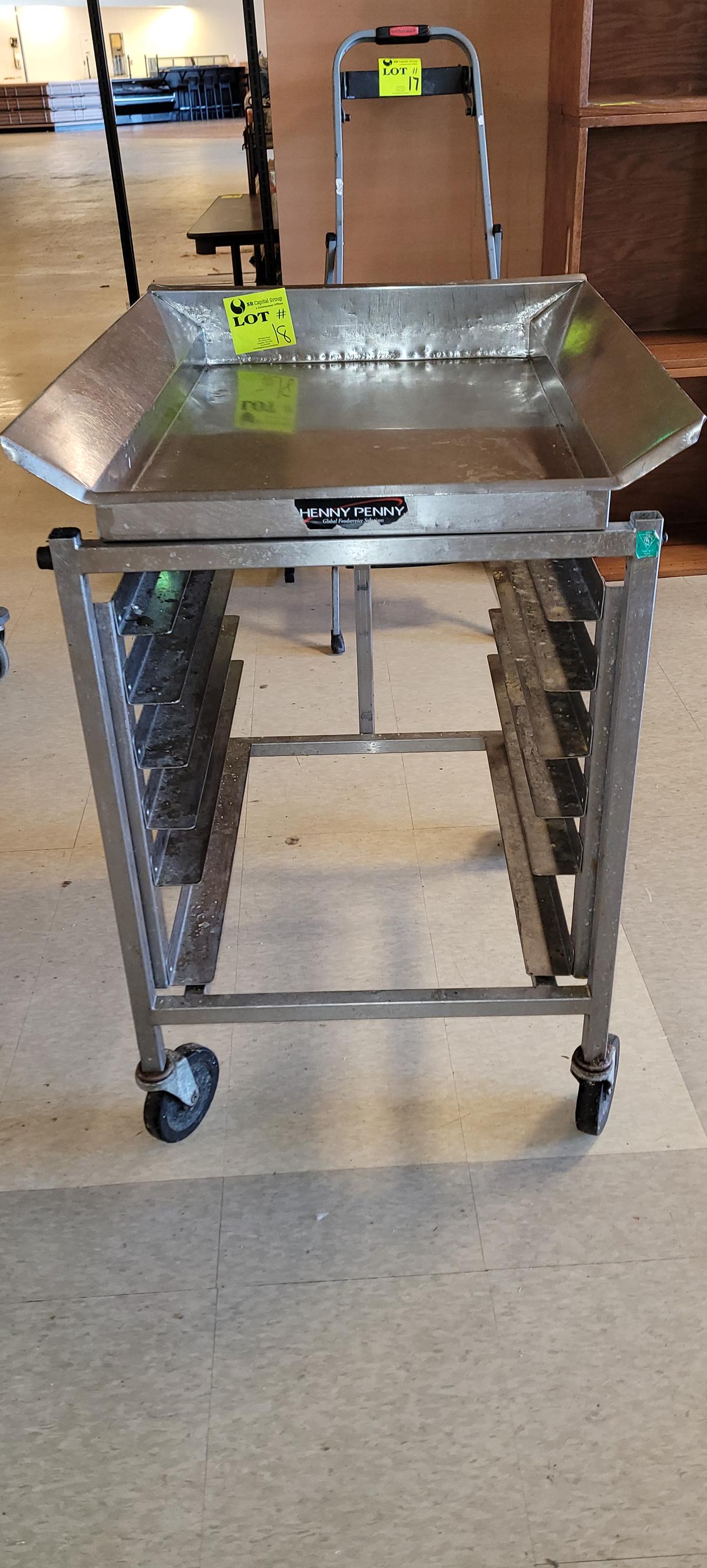 TABLE BREADING STAINLESS HOLDS 6 TRAYS REMOVABLE TOP