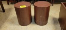PAIR OF WOOD END TABLES 16" HIGH 12" ROUND