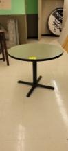 36" ROUND  LAMINATED WOOD TABLE WITH METAL PEDESTAL